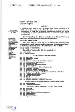 Public Law 105-285 105Th Congress An