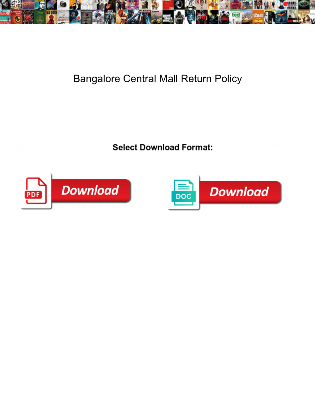 Bangalore Central Mall Return Policy