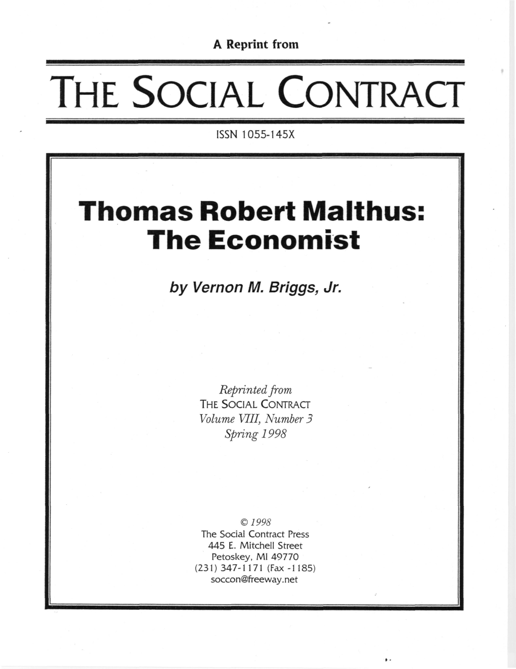 Malthus the Economist