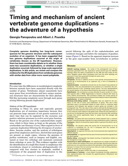 Timing and Mechanism of Ancient Vertebrate Genome Duplications – the Adventure of a Hypothesis
