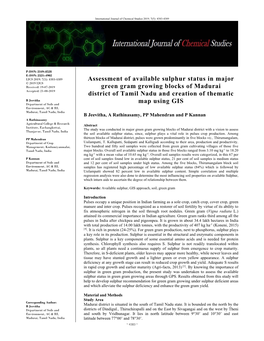 Assessment of Available Sulphur Status in Major Green Gram Growing