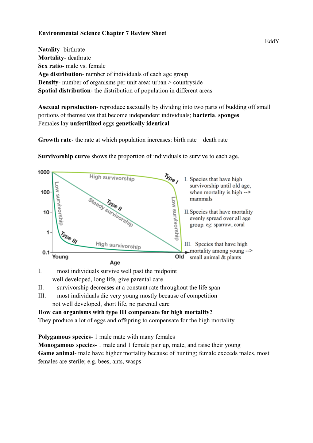 Environmental Science Chapter 7 Review Sheet