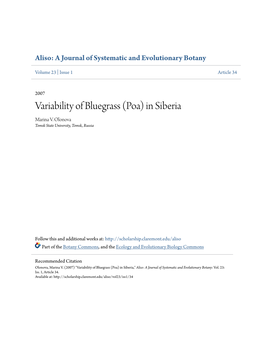 Variability of Bluegrass (Poa) in Siberia Marina V