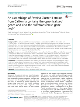 An Assemblage of Frankia Cluster II Strains from California Contains the Canonical Nod Genes and Also the Sulfotransferase Gene Nodh