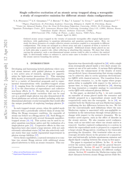 Arxiv:2101.05398V2 [Quant-Ph] 12 Apr 2021 Lcdibtent Oma Tmcrsntr Hscon- Atoms This Additional Resonator