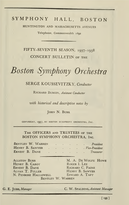 Boston Symphony Orchestra Concert Programs, Season 57,1937-1938, Subscription Series