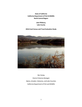 State of California California Department of Fish & Wildlife North