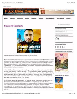 Interview with George Acosta - Flux BPM Online 7/19/12 5:18 PM