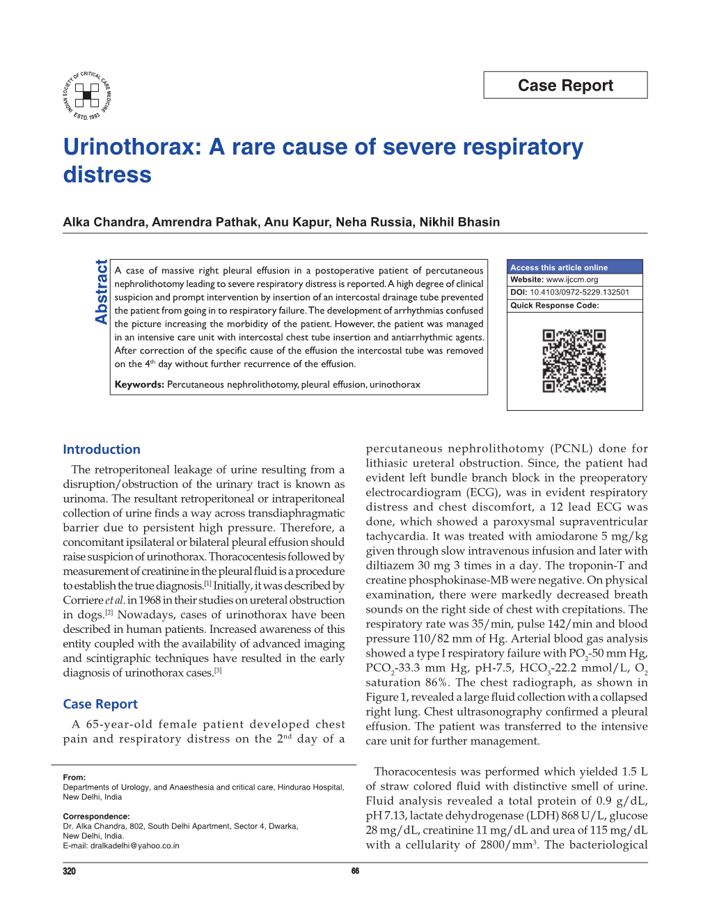 Urinothorax: a Rare Cause of Severe Respiratory Distress