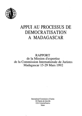 Appui Au Processus De Democratisation a Madagascar