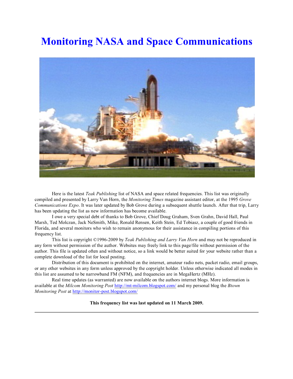 Monitoring NASA and Space Communications