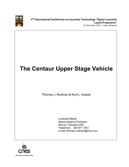 The Centaur Upper Stage Vehicle
