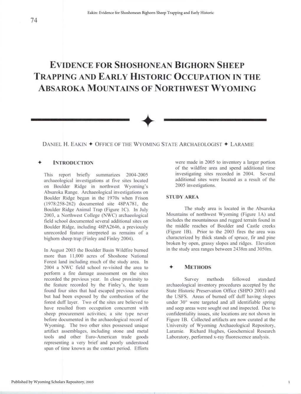 Evidence for Shoshonean Bighorn Sheep Trapping and Early Historic 74