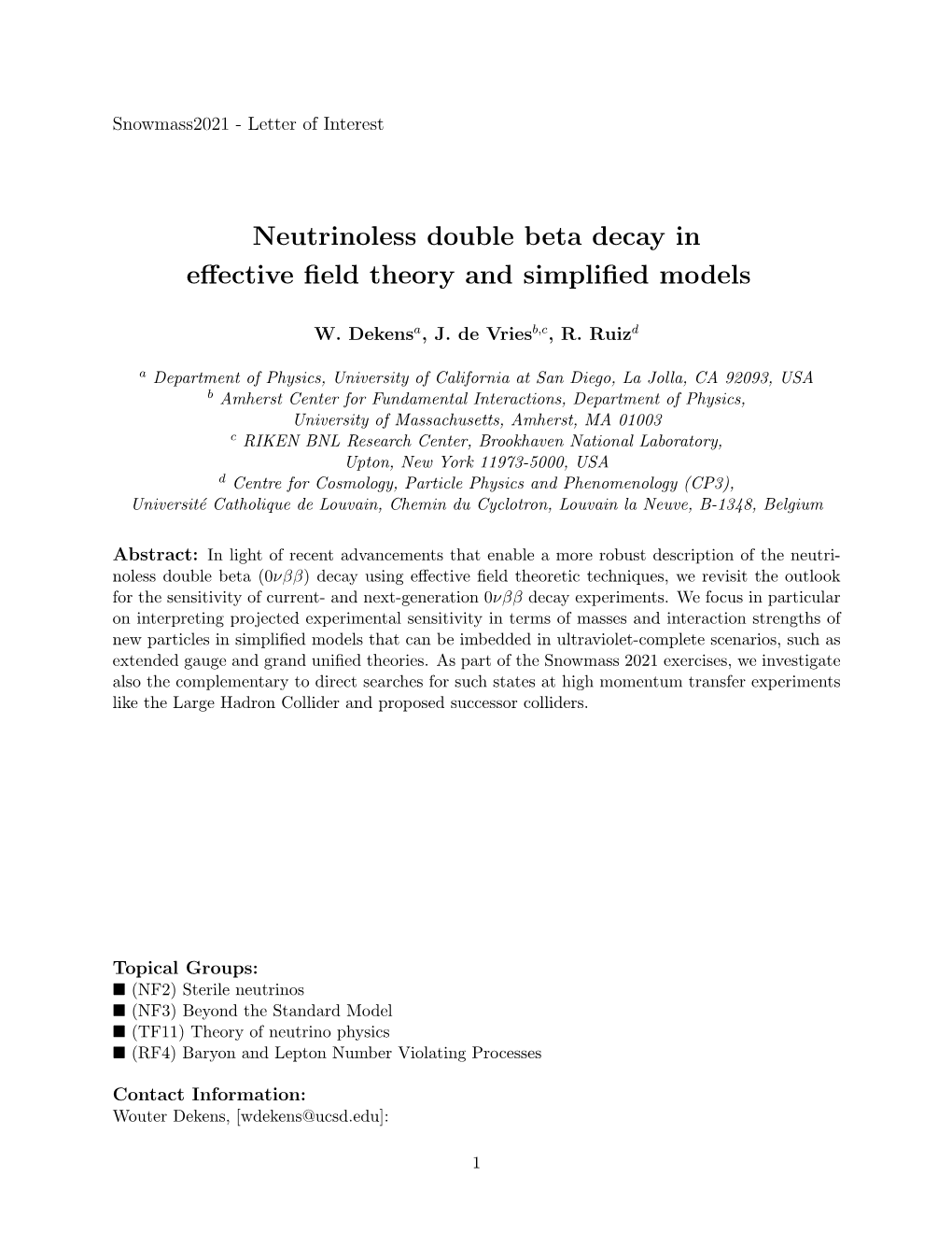 Neutrinoless Double Beta Decay in Effective Field Theory and Simplified