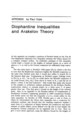 Diophantine Inequalities and Arakelov Theory