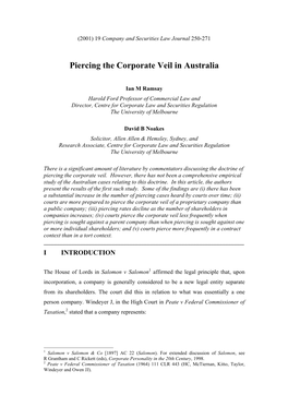 Piercing the Corporate Veil in Australia