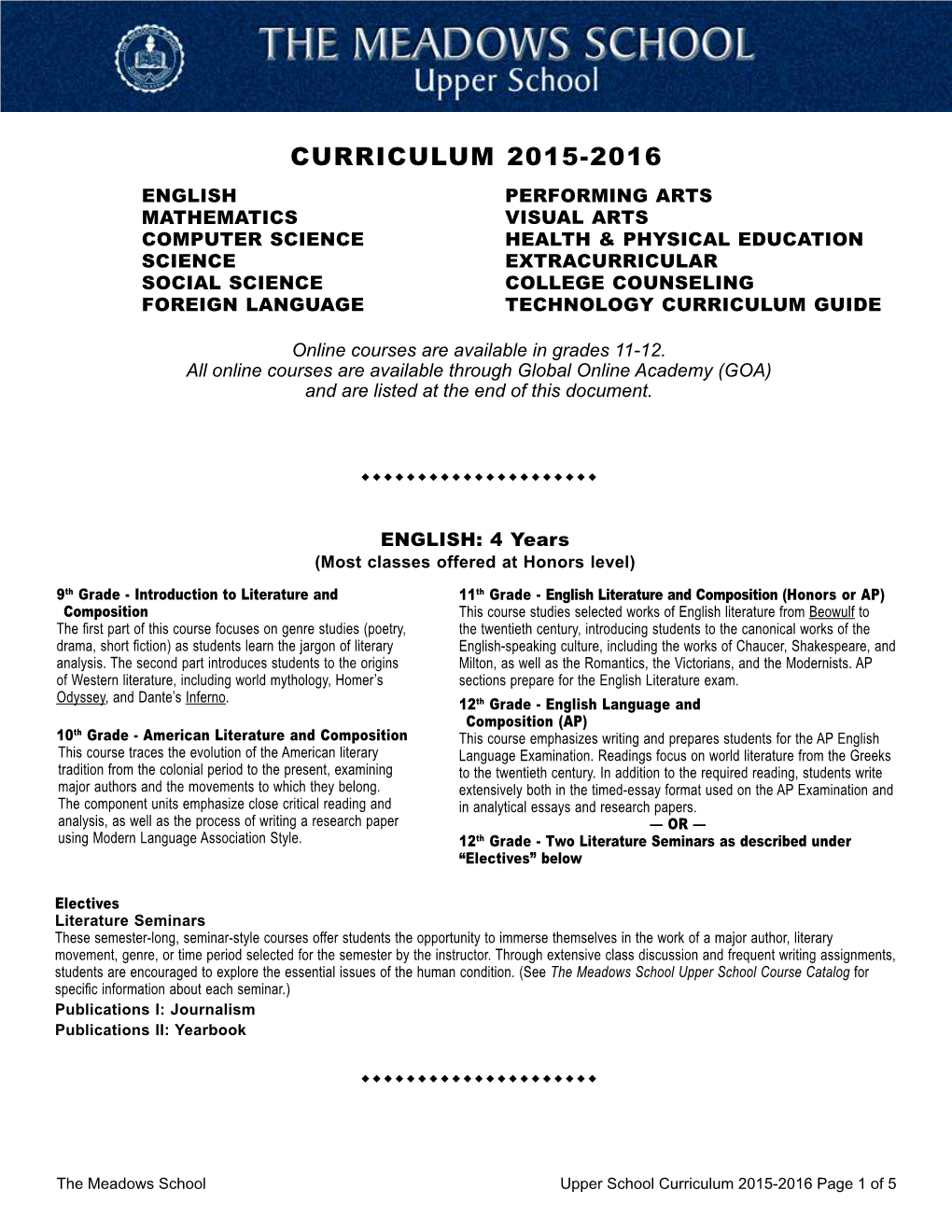 Curriculum 2015-2016