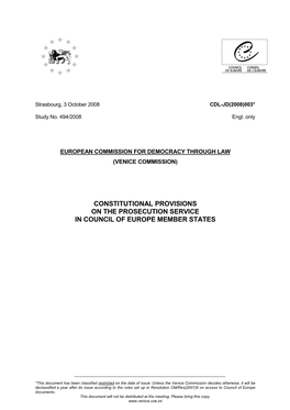 Constitutional Provisions on the Prosecution Service in Council of Europe Member States