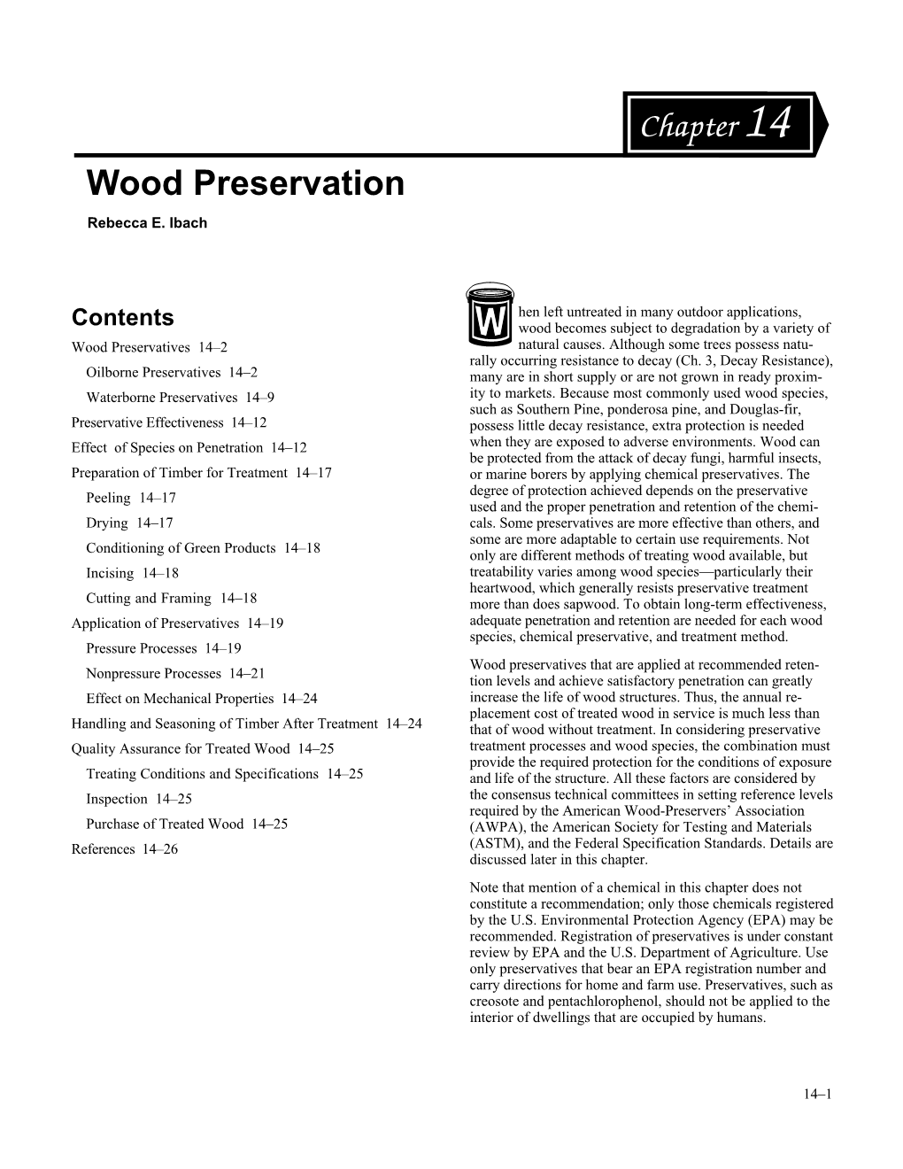 Chapter 14--Wood Preservation