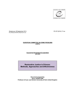 Restorative Justice in Prisons: Methods, Approaches and Effectiveness