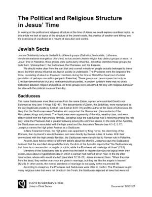 The Political and Religious Structure in Jesus' Time