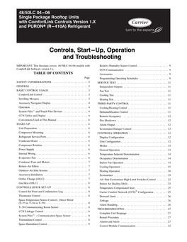 Controls, Start---Up, Operation and Troubleshooting