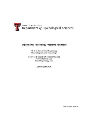 Experimental Psychology Programs Handbook