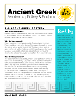 Ancient Greek the Studiowith Architecture, Pottery & Sculpture ART HIST RY KIDS