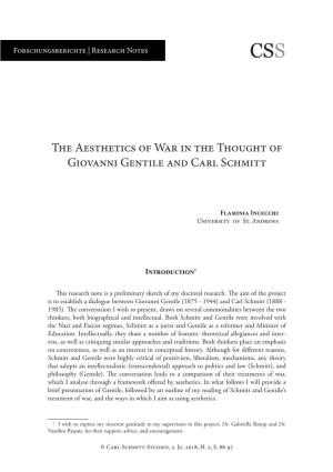 The Aesthetics of War in the Thought of Giovanni Gentile and Carl Schmitt
