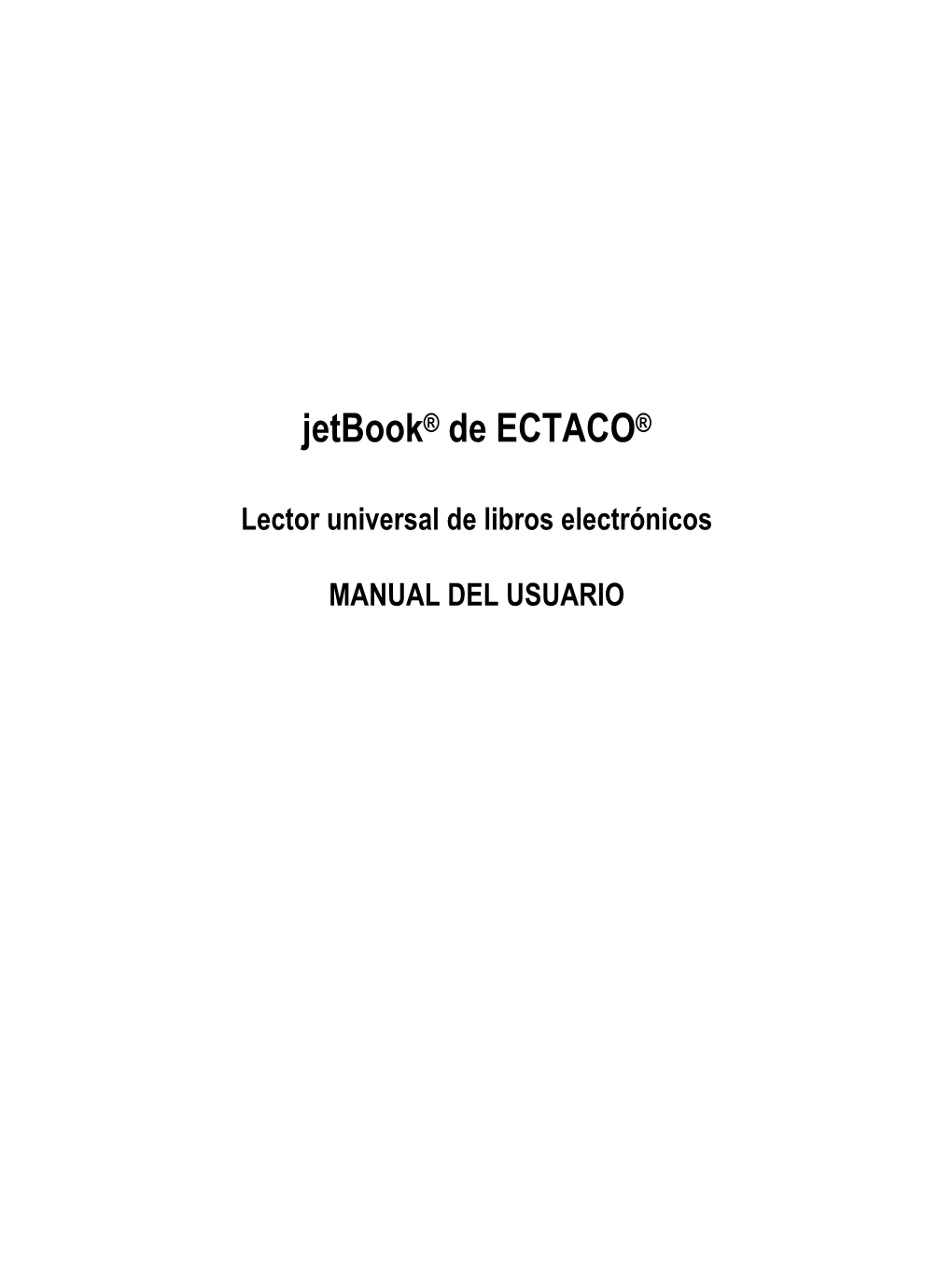 ECTACO® Jetbook® – Manual Del Usuario