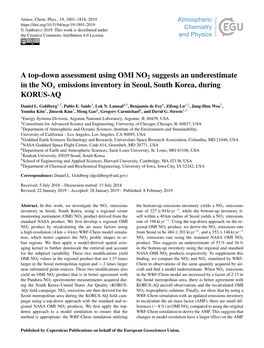 A Top-Down Assessment Using OMI NO2 Suggests an Underestimate in the Nox Emissions Inventory in Seoul, South Korea, During KORUS-AQ