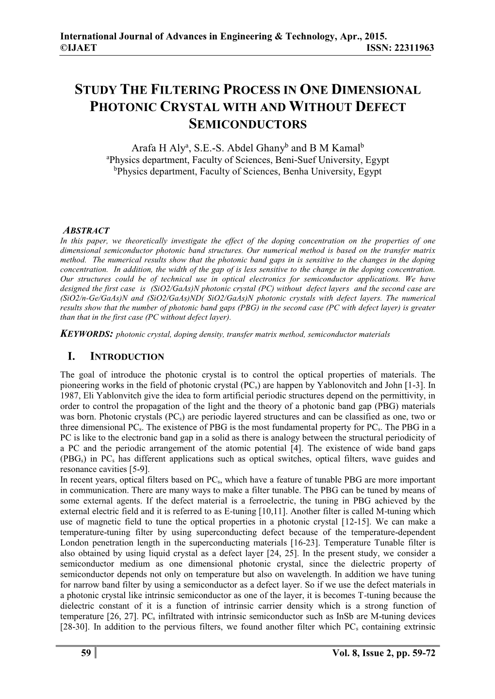 Study the Filtering Process in Photonic Crystal with Semiconductor Defect