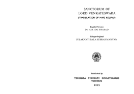 Sanctorum of Lord Venkateswara (Translation of Hari Koluvu)