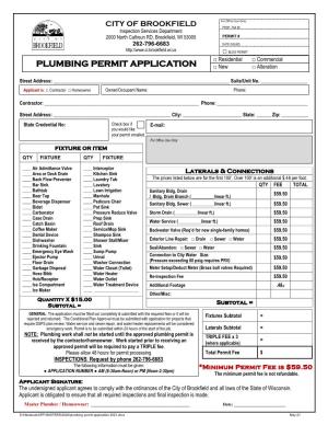 PLUMBING PERMIT APPLICATION □ Residential □ Commercial □ New □ Alteration