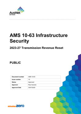 AMS 10-63 Infrastructure Security 2023-27 Transmission Revenue Reset