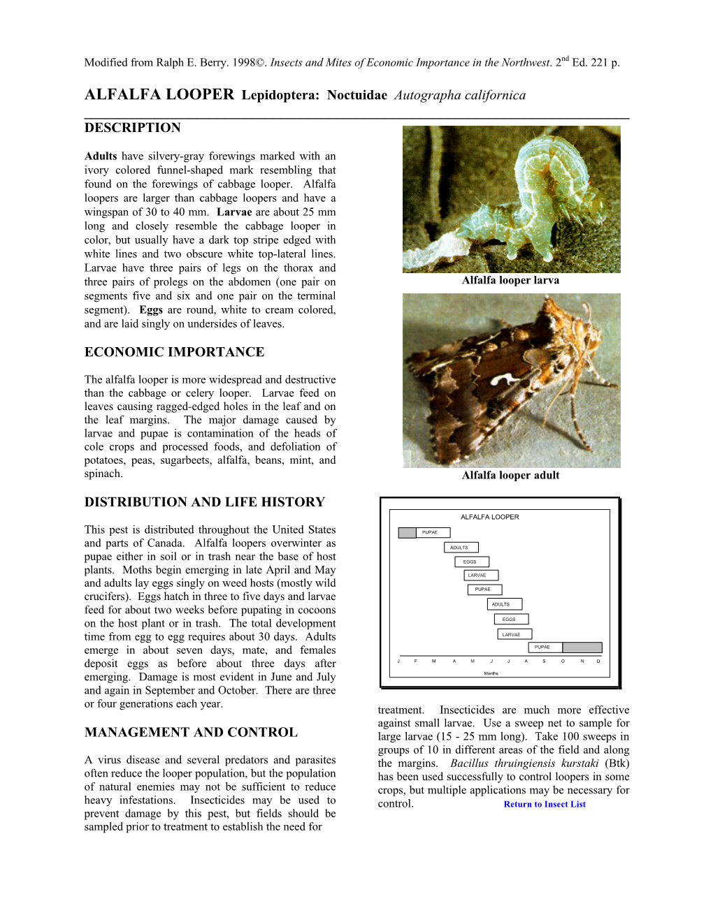 ALFALFA LOOPER Lepidoptera: Noctuidae Autographa Californica ______DESCRIPTION