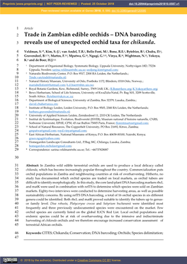 Trade in Zambian Edible Orchids – DNA Barcoding 3 Reveals Use of Unexpected Orchid Taxa for Chikanda