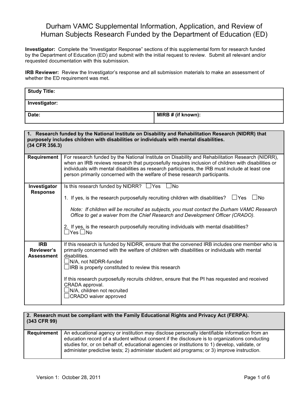 WORKSHEET: FERPA Compliance