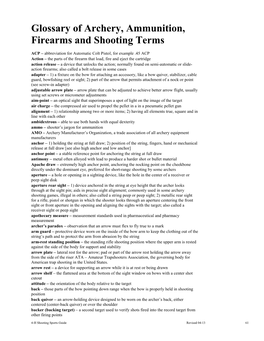 Glossary of Archery, Ammunition, Firearms and Shooting Terms