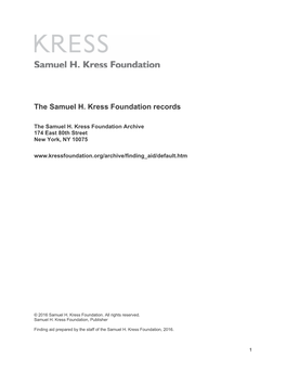 The Samuel H. Kress Foundation Records