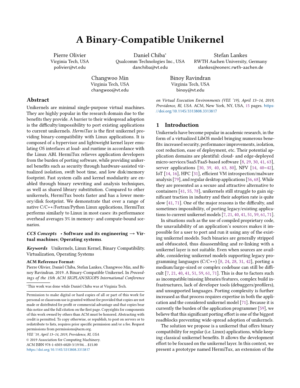 A Binary-Compatible Unikernel