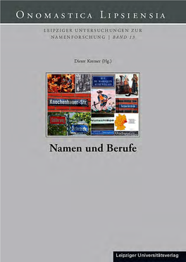 Namen Und Berufe Protokoll Der Gleichnamigen Tagung Im Herbst 2003 in Leipzig