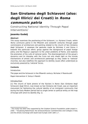 Communis Patria Constructing National Identity Through Papal Interventions*