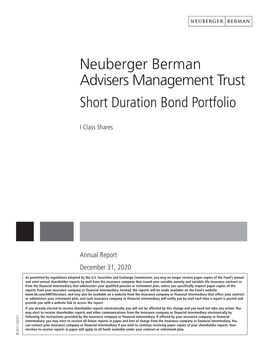 Neuberger Berman Advisers Management Trust Short Duration Bond Portfolio