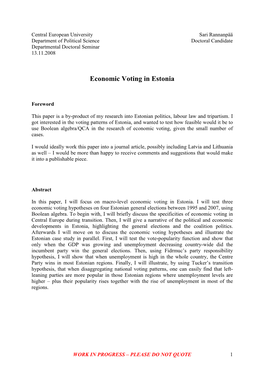 Economic Voting in Estonia