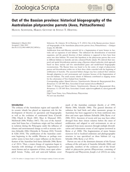 Historical Biogeography of the Australasian Platycercine Parrots (Aves, Psittaciformes)