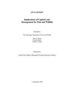 Outline for Capitol Lake Faunal Analysis