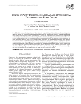 Survey of Plant Pigments: Molecular and Environmental Determinants of Plant Colors