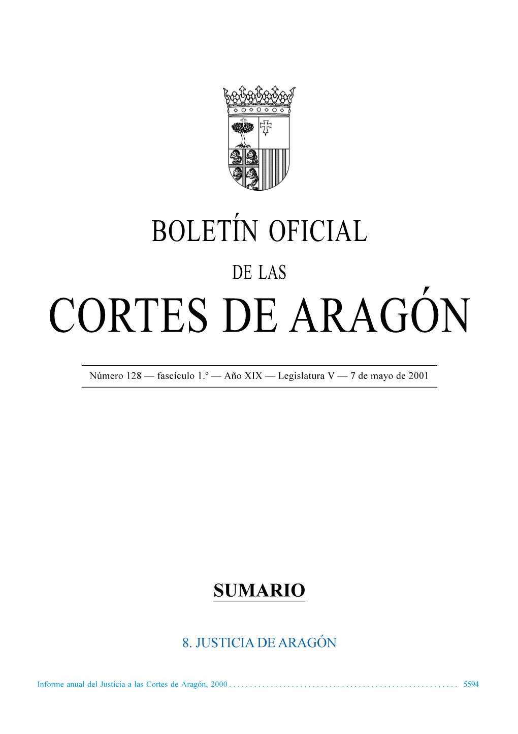 Boletín Oficial De Las Cortes De Aragón