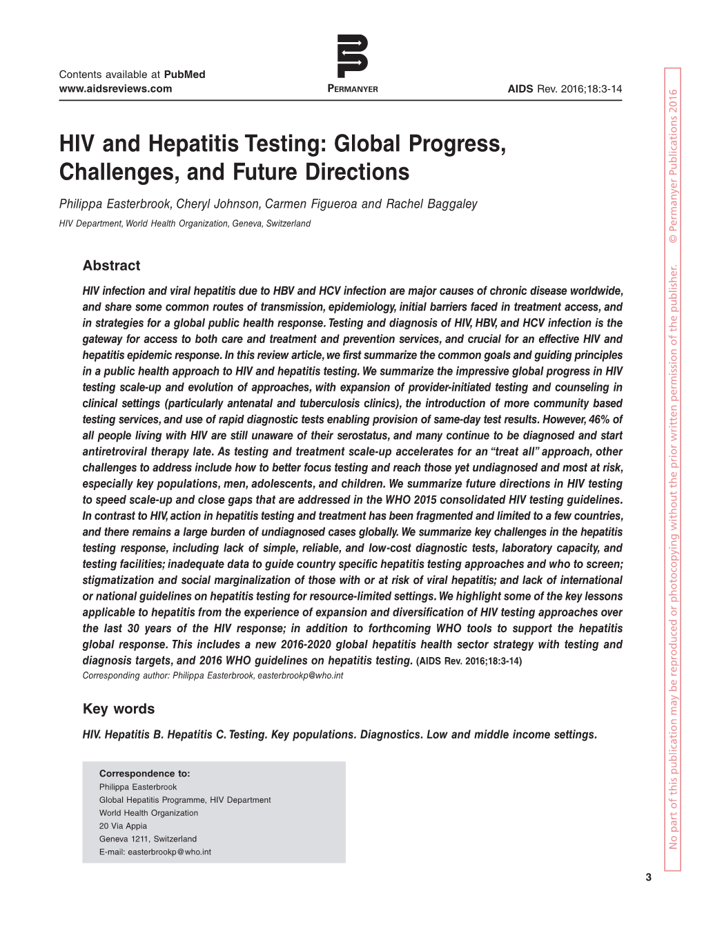 HIV and Hepatitis Testing: Global Progress, Challenges, and Future Directions